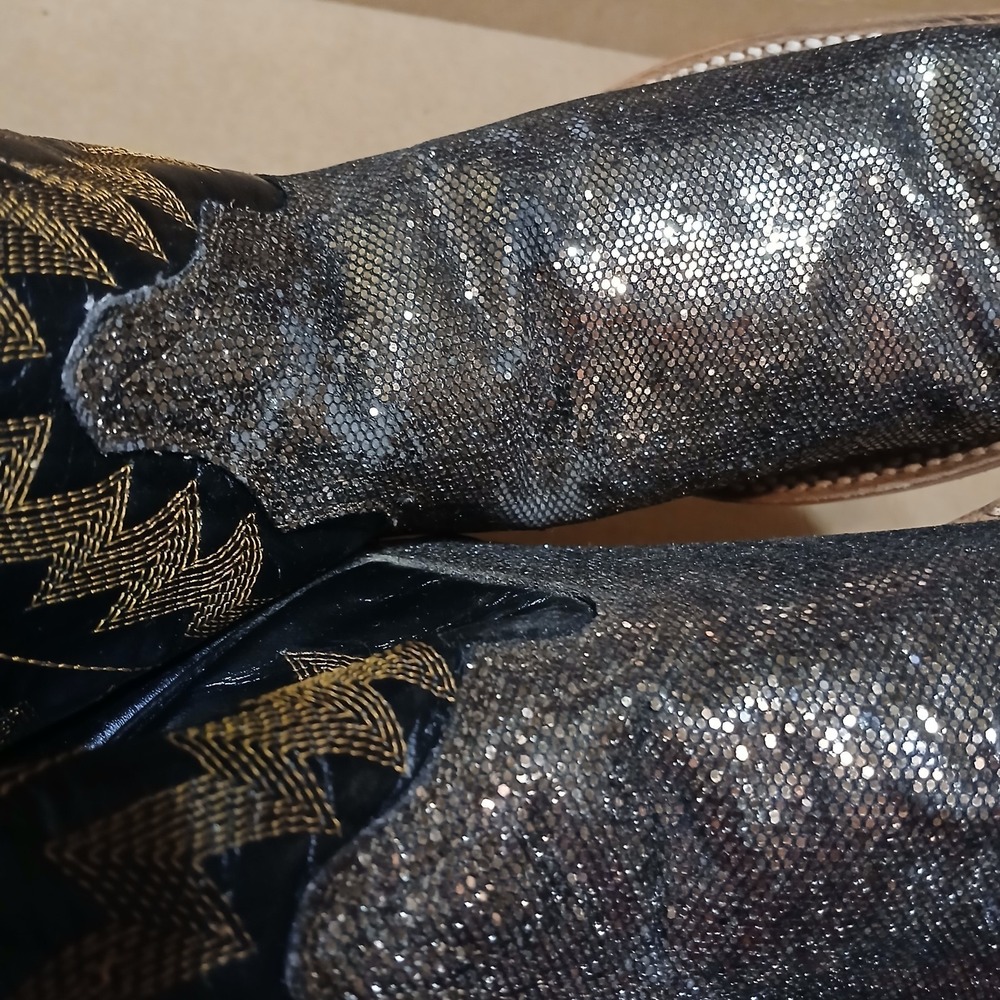 La Mexicana Men Brown Yellow Gold Glitter Western Cowboy Boots Size 27 (9 US) - Picture 10 of 10